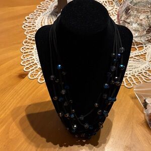 Elegant Black and Blue Beaded Necklace
